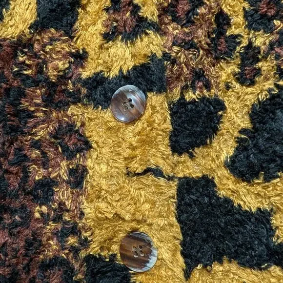 80s Cache Leopard Print Furry Women's Button Up - Picture 4 of 5